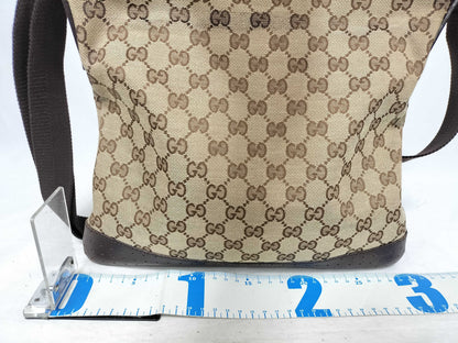 GUCCI GG Canvas Gucci 145857 GG Canvas Shoulder Bag Leather Brown Shoulder Bag