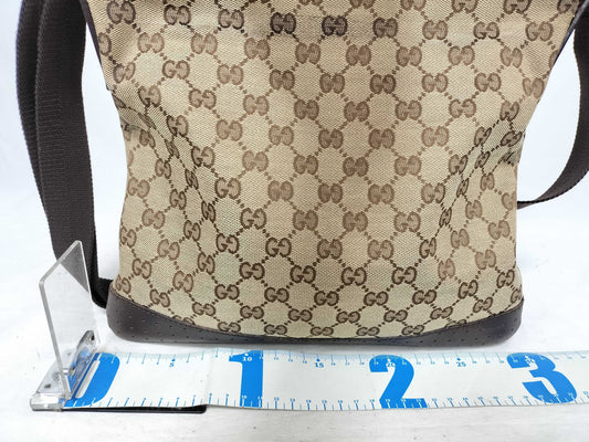 GUCCI GG Canvas Gucci 145857 GG Canvas Shoulder Bag Leather Brown Shoulder Bag