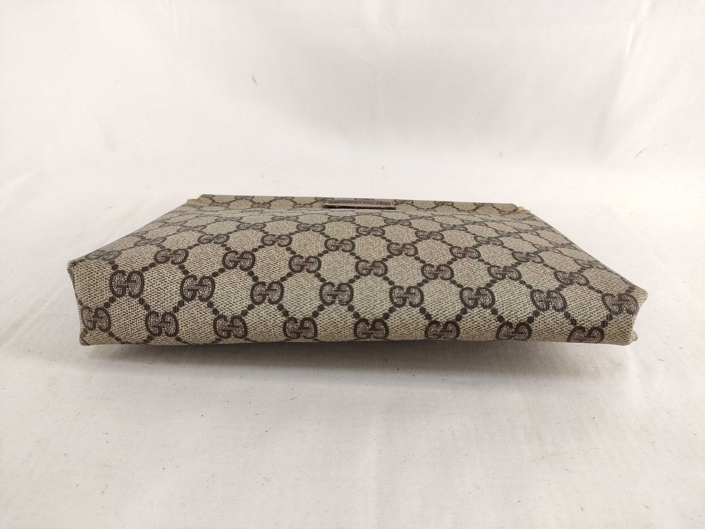 GUCCI 67 039 5229 GG Supreme Clutch Bag, PVC and Leather, Brown