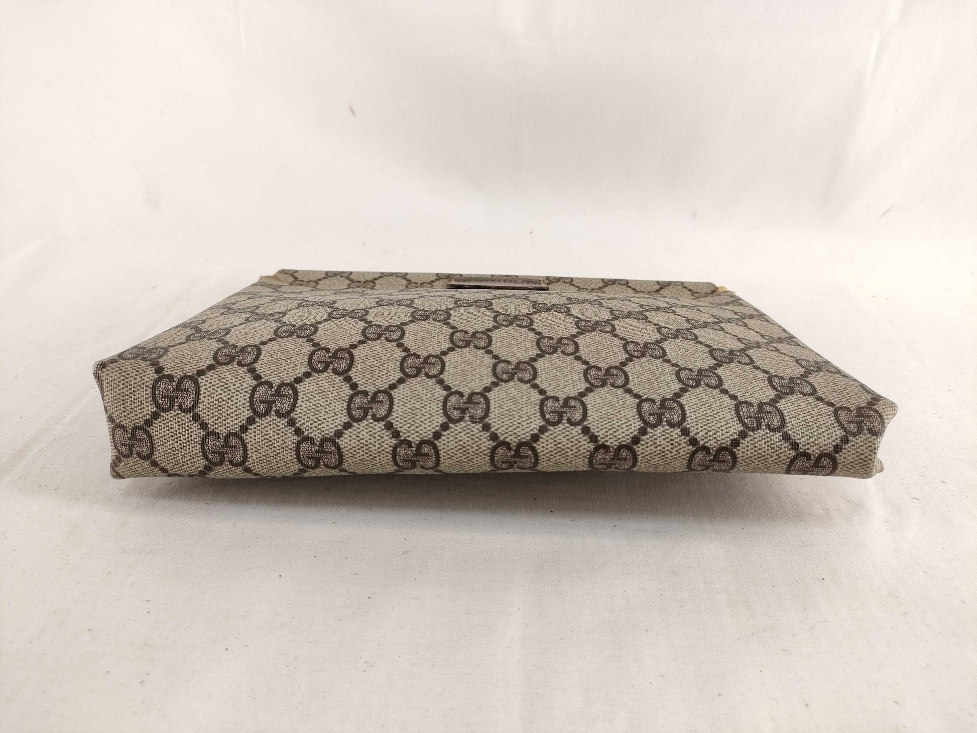 GUCCI 67 039 5229 GG Supreme Clutch Bag, PVC and Leather, Brown