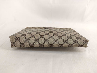 GUCCI 67 039 5229 GG Supreme Clutch Bag, PVC and Leather, Brown