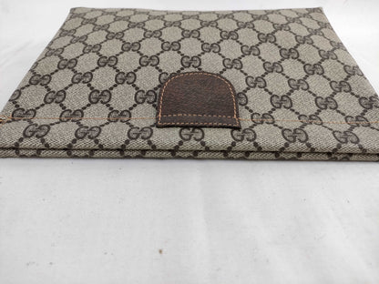 GUCCI 67 039 5229 GG Supreme Clutch Bag, PVC and Leather, Brown