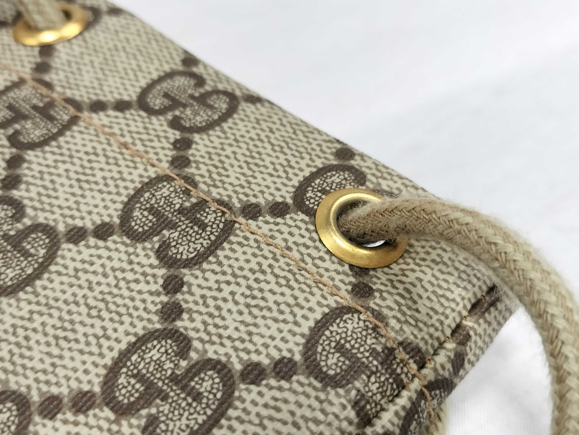 GUCCI GG Supreme Gucci 97 19 302 Drawstring Bag GG Supreme PVC Brown Bag