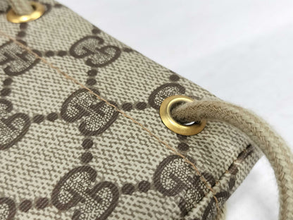 GUCCI GG Supreme Gucci 97 19 302 Drawstring Bag GG Supreme PVC Brown Bag