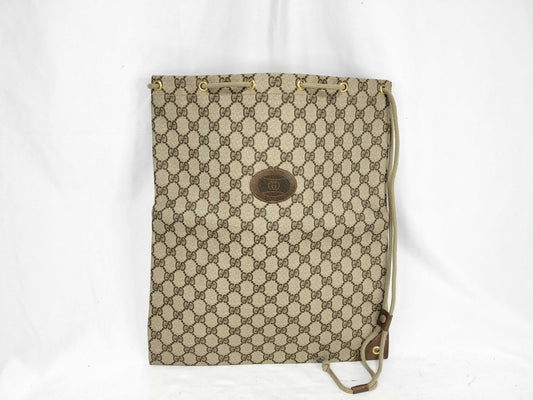 GUCCI GG Supreme Gucci 97 19 302 Drawstring Bag GG Supreme PVC Brown Bag
