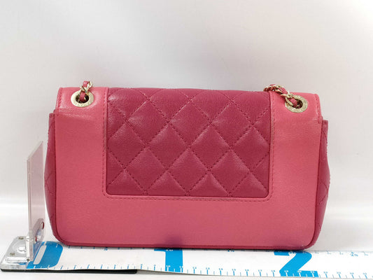 CHANEL Mademoiselle Double Chain Shoulder Bag Pink x Red Bag
