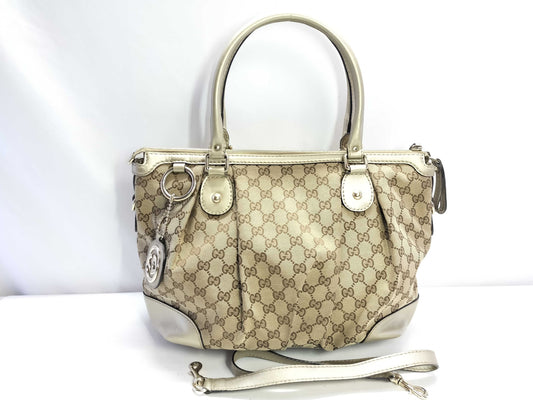 GUCCI GG Canvas Gucci 2-Way Tote Bag