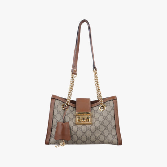 GUCCI Padlock Brown PVC Coated Canvas Shoulder Bag 498156I023592633