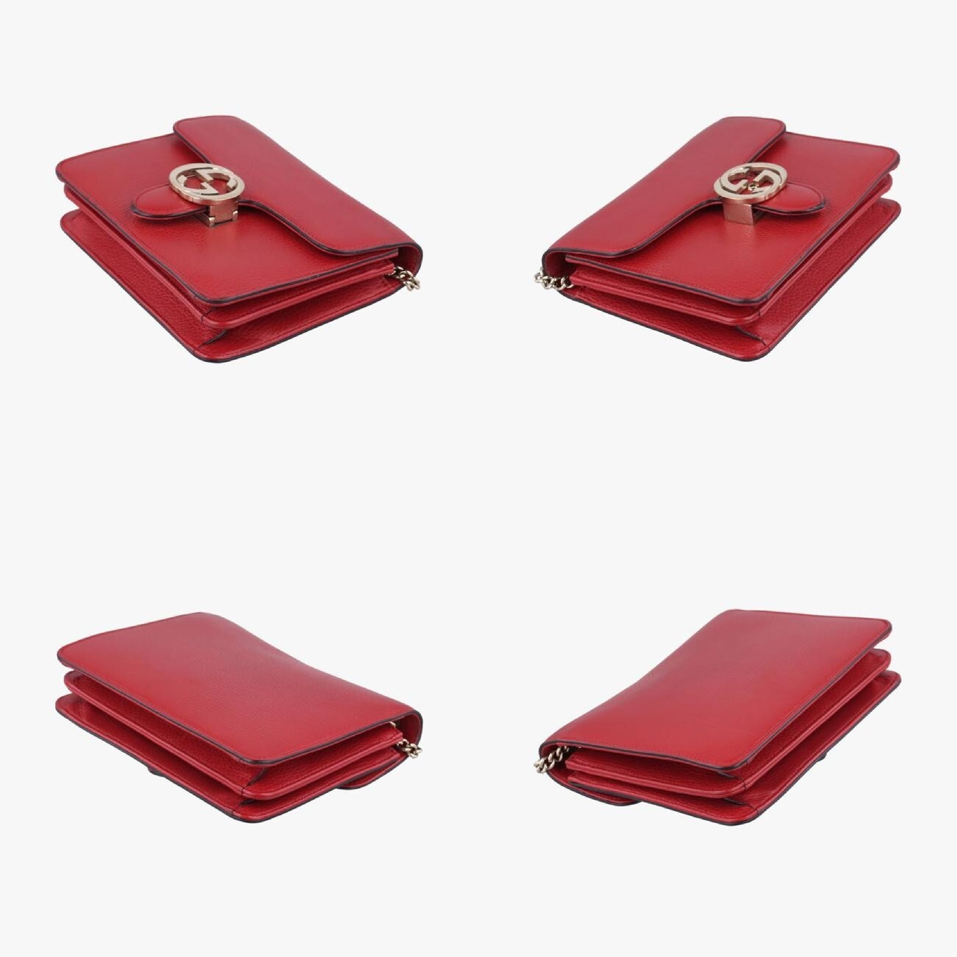 GUCCI Interlocking G Red Leather Shoulder Bag 510304G026579104