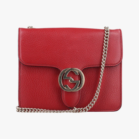 GUCCI Interlocking G Red Leather Shoulder Bag 510304G026579104