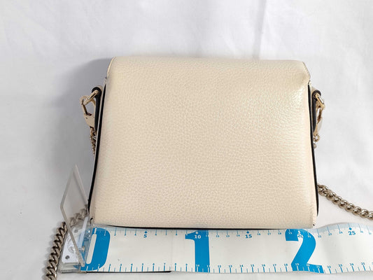 GUCCI GUCCI Gucci Interlocking G Chain Shoulder Bag Ivory with Gold Hardware Calfskin Shoulder Bag