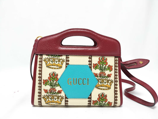 GUCCI 2-Way Handbag Floral Print 100th Anniversary Model Handbag