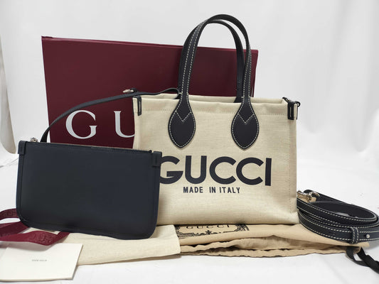 GUCCI 2-Way Handbag Canvas Handbag