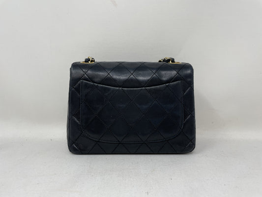 CHANEL Mini Matelasse Lambskin Black Turnlock Shoulder Bag