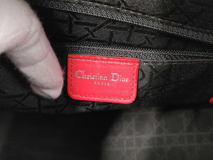 Dior Red Silver Hardware Studded Handbag