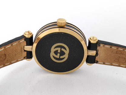 GUCCI GUCCI 2040L S/N 0061688 Round QZ GP/Black/Black Leather 21.5mm 16.5cm Box Women's Watch