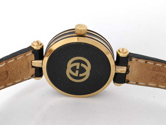 GUCCI GUCCI 2040L S/N 0061688 Round QZ GP/Black/Black Leather 21.5mm 16.5cm Box Women's Watch