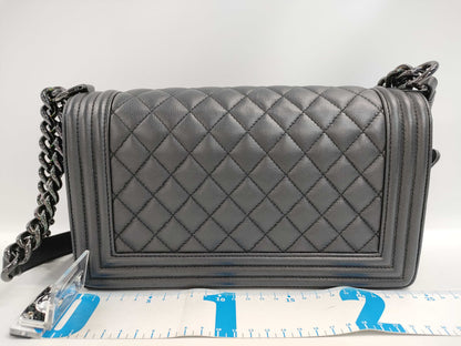 CHANEL Matelasse Boy Chanel 25 Caviar Skin So Black Shoulder Bag, No. 24