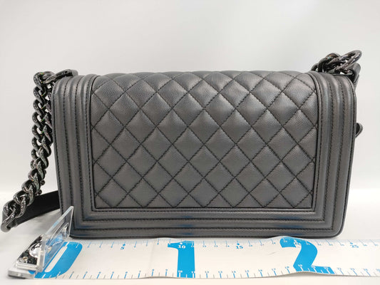 CHANEL Matelasse Boy Chanel 25 Caviar Skin So Black Shoulder Bag, No. 24