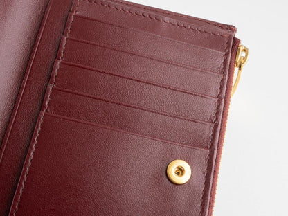 BOTTEGA VENETA Intrecciato Bottega Veneta 749940 Medium Intrecciato Bi-fold Zipper Wallet in Barolo Leather