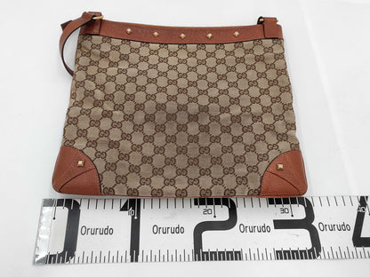 GUCCI 120894 GG Canvas Stud Shoulder Bag