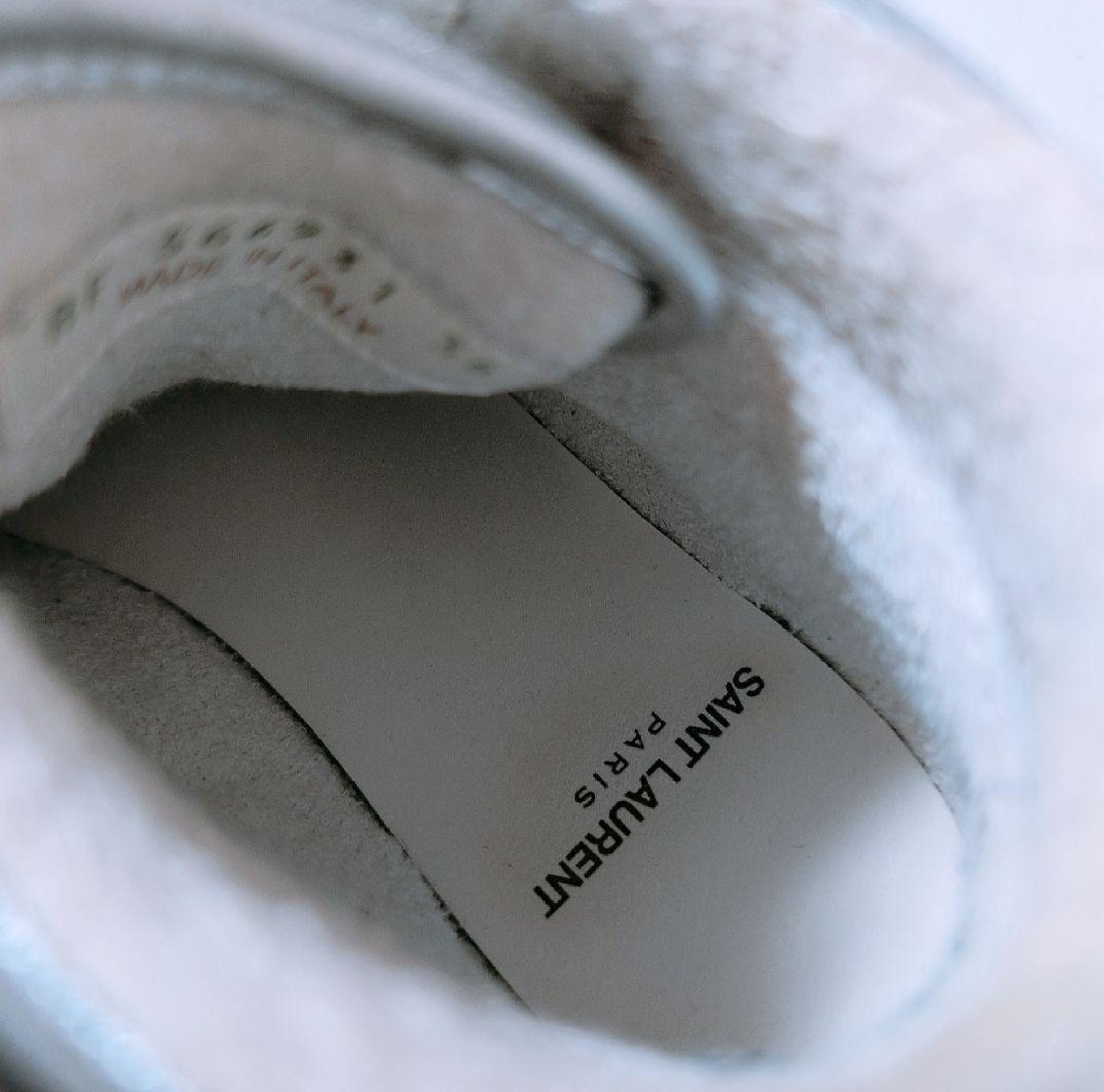 Yves Saint Laurent Silver High-Top Sneakers with Logo on Belt
