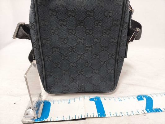 GUCCI GG Canvas Shoulder Bag in Black