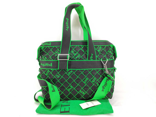 BOTTEGA VENETA Maxi Intrecciato Webbing 2-Way Tote Bag Shoulder Bag Black x Green