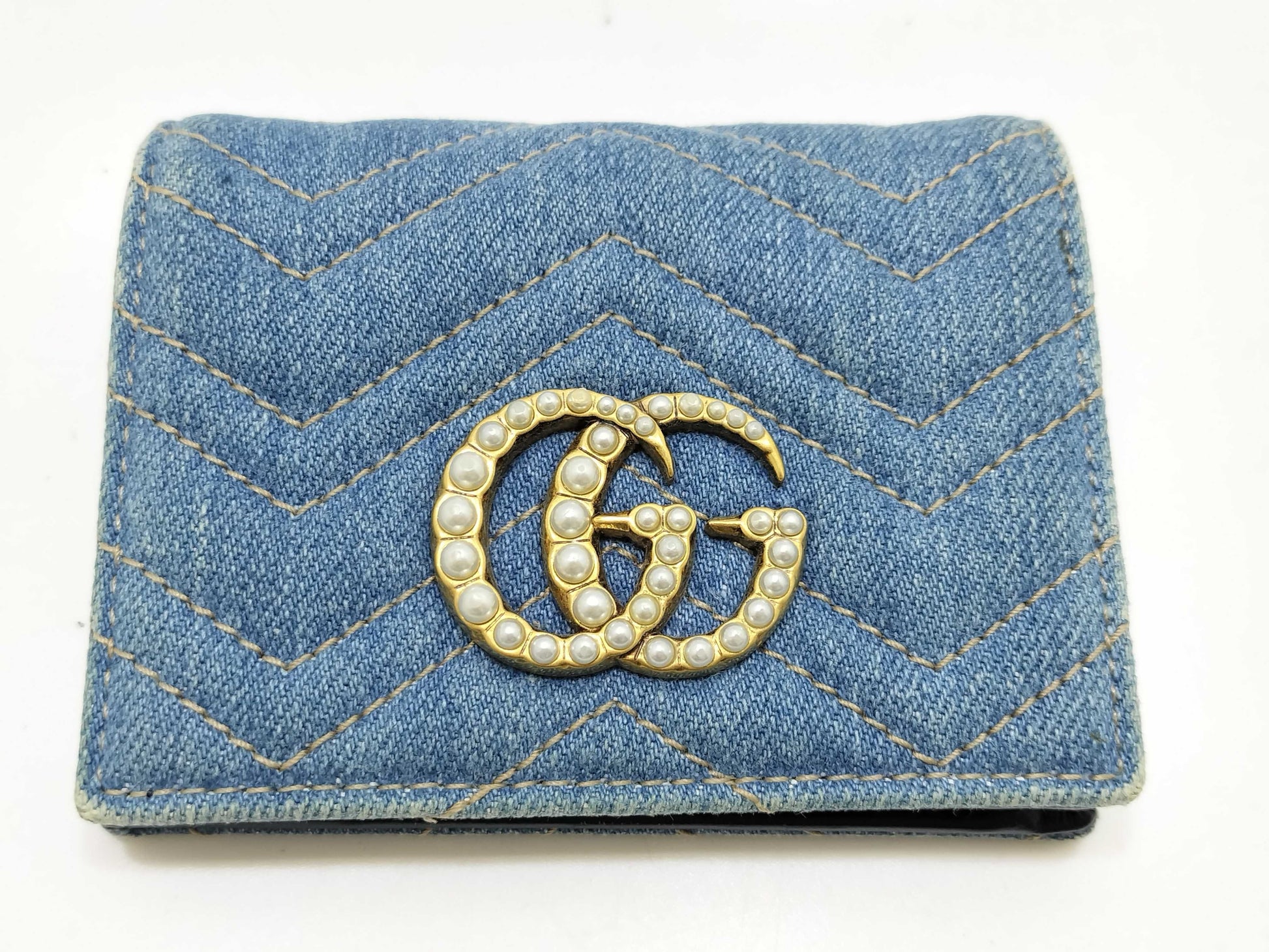 GUCCI Denim GG Marmont Compact Wallet 466492 Wallet