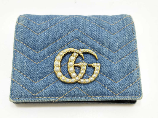 GUCCI Denim GG Marmont Compact Wallet 466492 Wallet