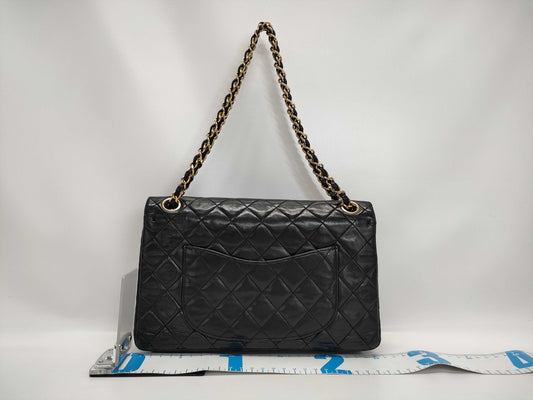 CHANEL V7 CHANEL Matelasse Lambskin Double Flap Chain Shoulder Bag Black