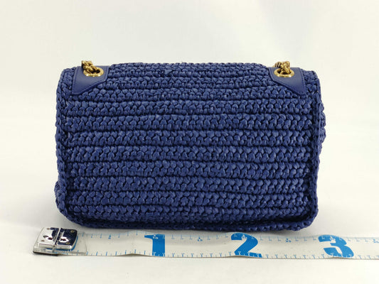 Yves Saint Laurent Unused Niki Chain Shoulder Bag in Raffia
