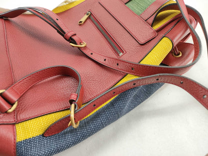 GUCCI Baiadera Stripe Backpack Canvas and Leather Backpack