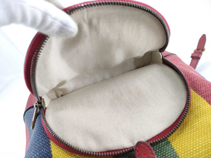 GUCCI Baiadera Stripe Backpack Canvas and Leather Backpack