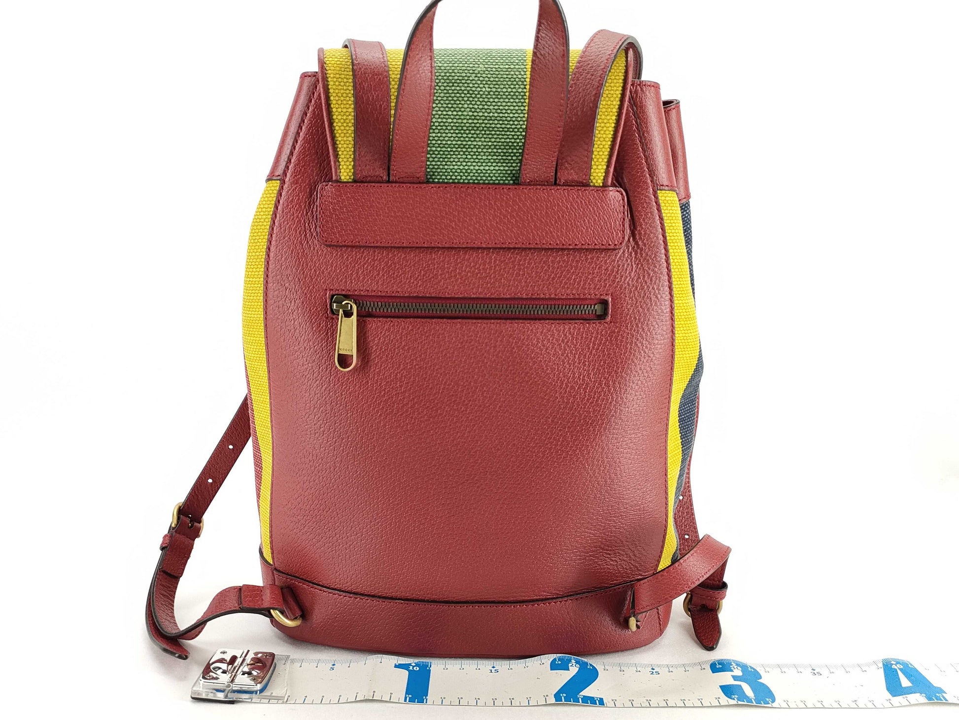 GUCCI Baiadera Stripe Backpack Canvas and Leather Backpack