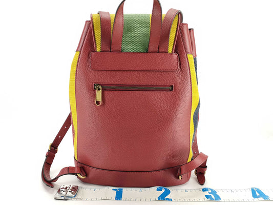 GUCCI Baiadera Stripe Backpack Canvas and Leather Backpack