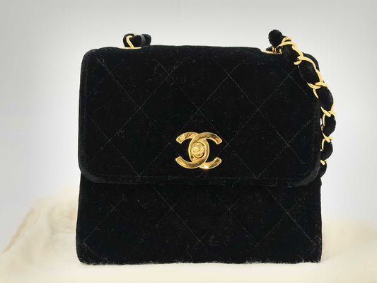 CHANEL Velvet Chain Shoulder Bag