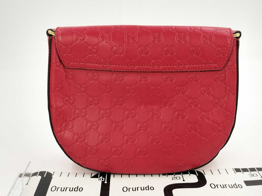 GUCCI 453180 Leather Guccissima Shoulder Bag Red Shoulder Bag