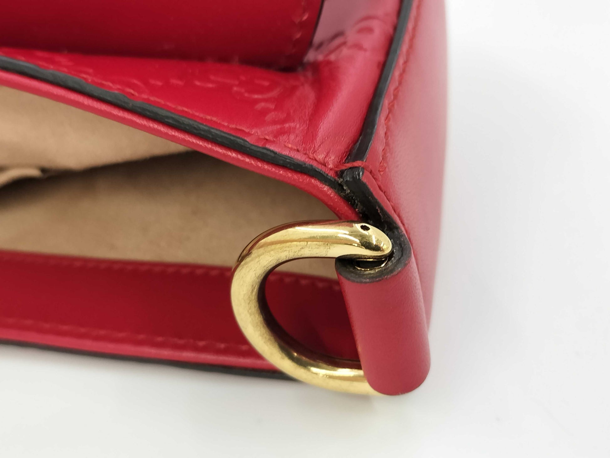 GUCCI 453180 Leather Guccissima Shoulder Bag Red Shoulder Bag