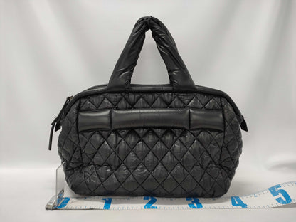 CHANEL Coco Cocoon Boston Bag, Black with Silver Hardware, Nylon, 14480700