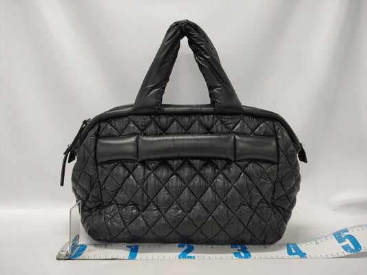 CHANEL Coco Cocoon Boston Bag, Black with Silver Hardware, Nylon, 14480700