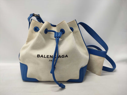 BALENCIAGA Canvas and Leather Drawstring Shoulder Bag