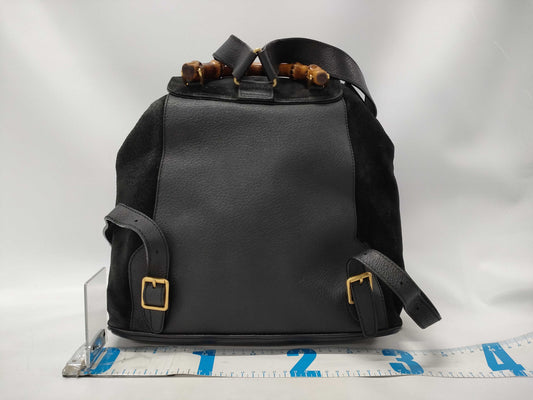 GUCCI Suede Bamboo Black Backpack