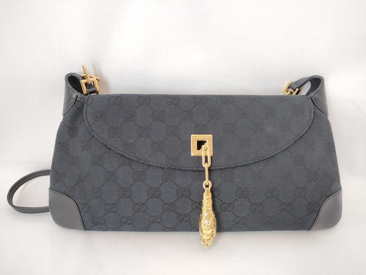 GUCCI GG Canvas Black Shoulder Bag