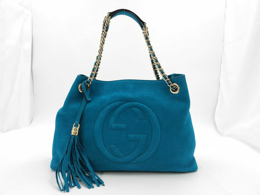 GUCCI Soho 308982/001998 Tote Blue Tote Bag