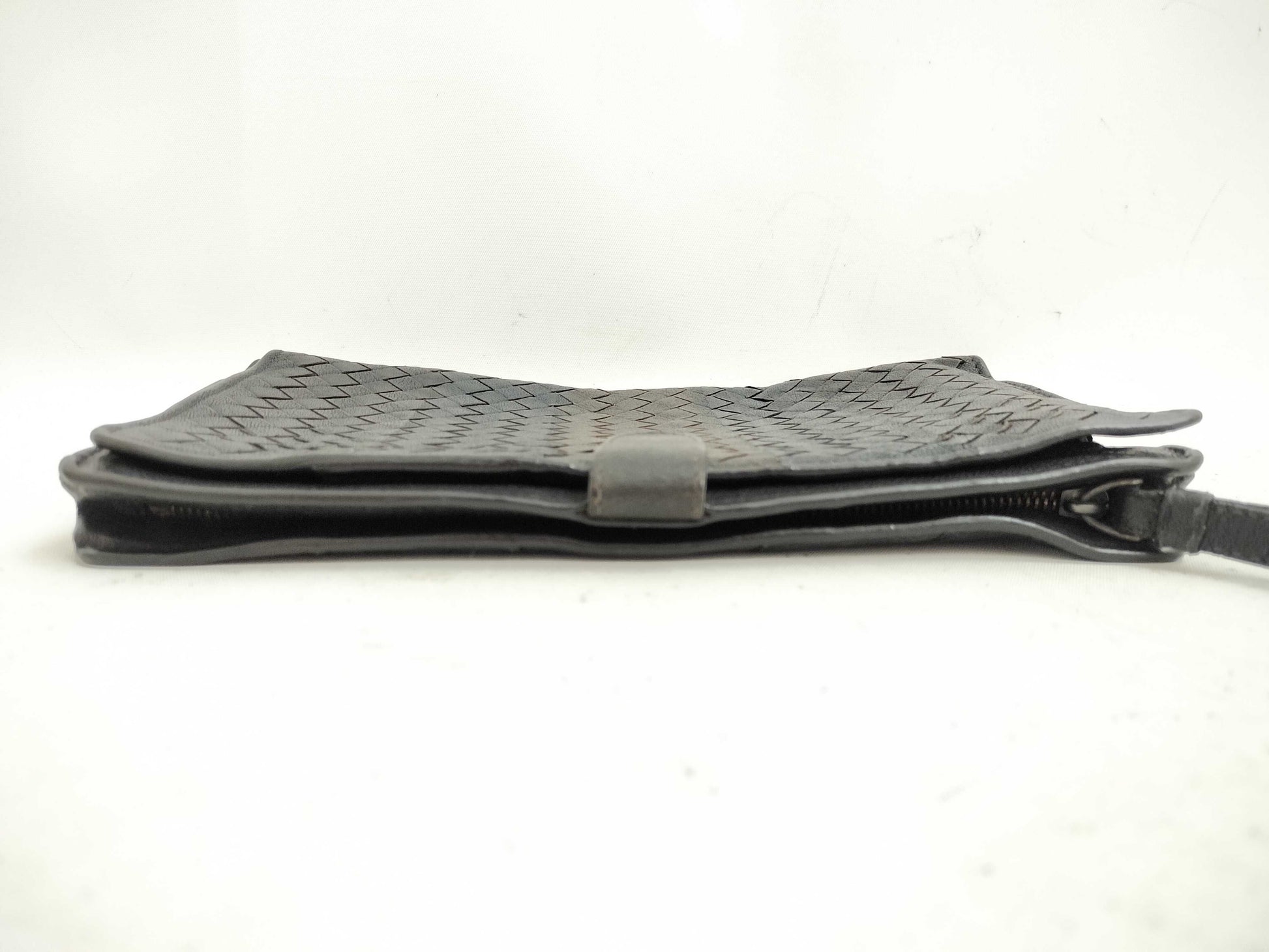 BOTTEGA VENETA Intrecciato Clutch Bag Long Wallet Leather Navy Khaki Wallet