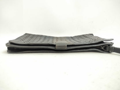BOTTEGA VENETA Intrecciato Clutch Bag Long Wallet Leather Navy Khaki Wallet