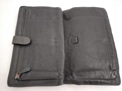 BOTTEGA VENETA Intrecciato Clutch Bag Long Wallet Leather Navy Khaki Wallet