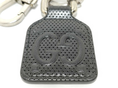 GUCCI GG Embossed Key Ring Leather Black Key Case/Key Holder