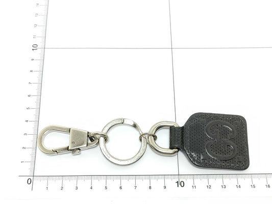 GUCCI GG Embossed Key Ring Leather Black Key Case/Key Holder